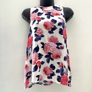 Everly Women's Small Floral Print High Neck Sleeveless Blouse Top 100% Rayon